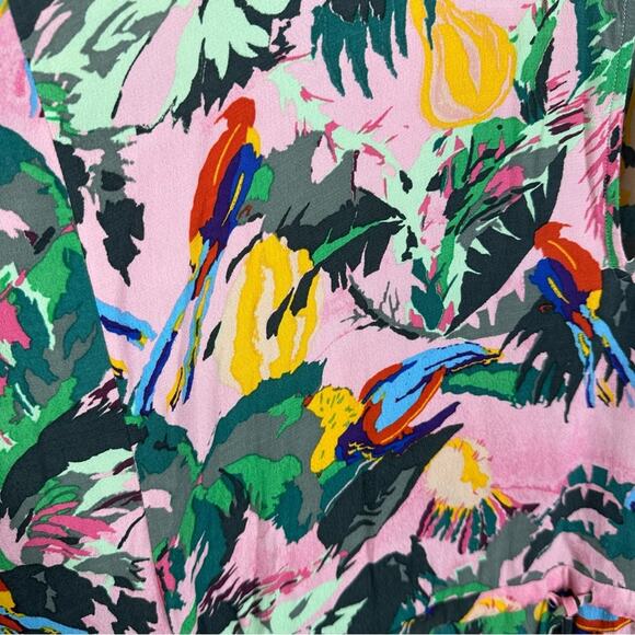 & Other Stories Pink Multi Color Tropical Parrot Print Midi Length Kaftan Sz S - Picture 4 of 10